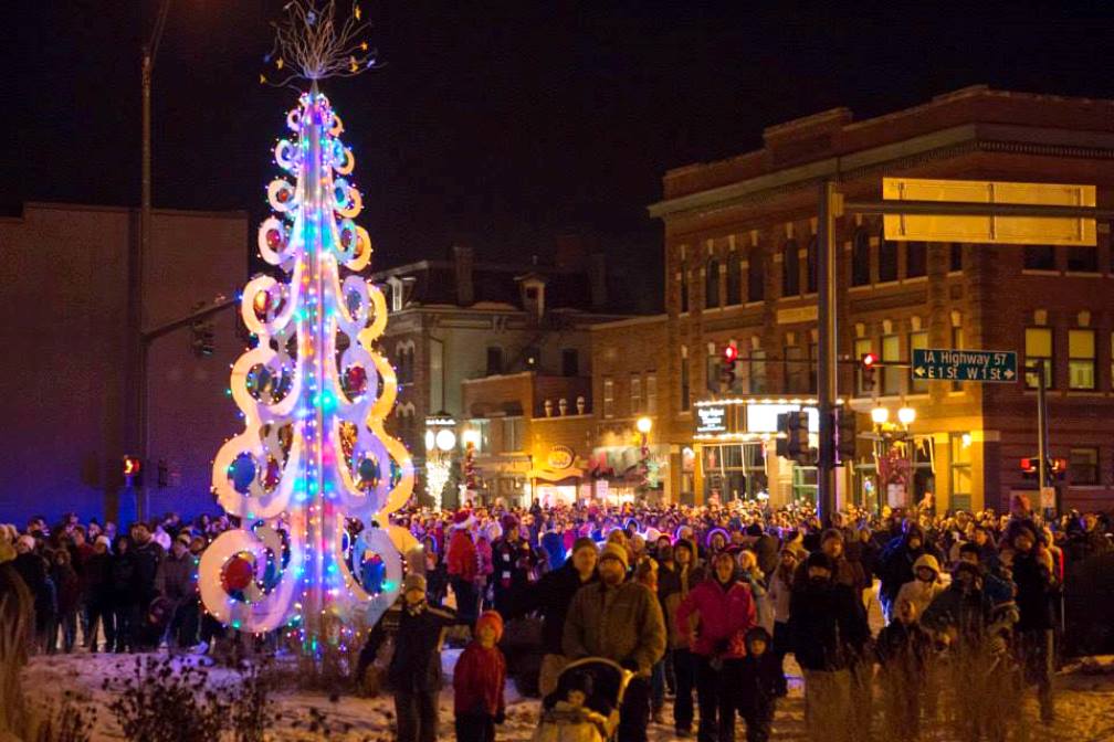 Hoopla tree, lit the day after Thanksgiving during the Holiday Hoopla kickoff in Cedar Falls