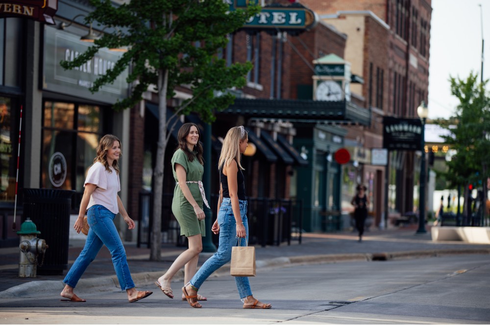 Ladies walking in downtown Cedar Falls