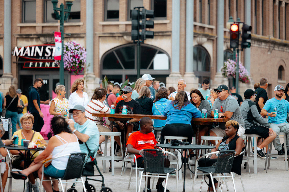 Cedar Falls Downtown Street Party People engaging