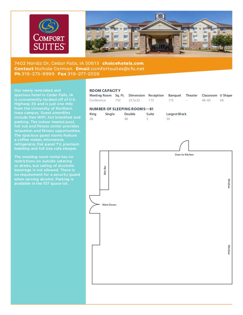 Comfort Suites Cedar Falls Tourism Visitors Bureau