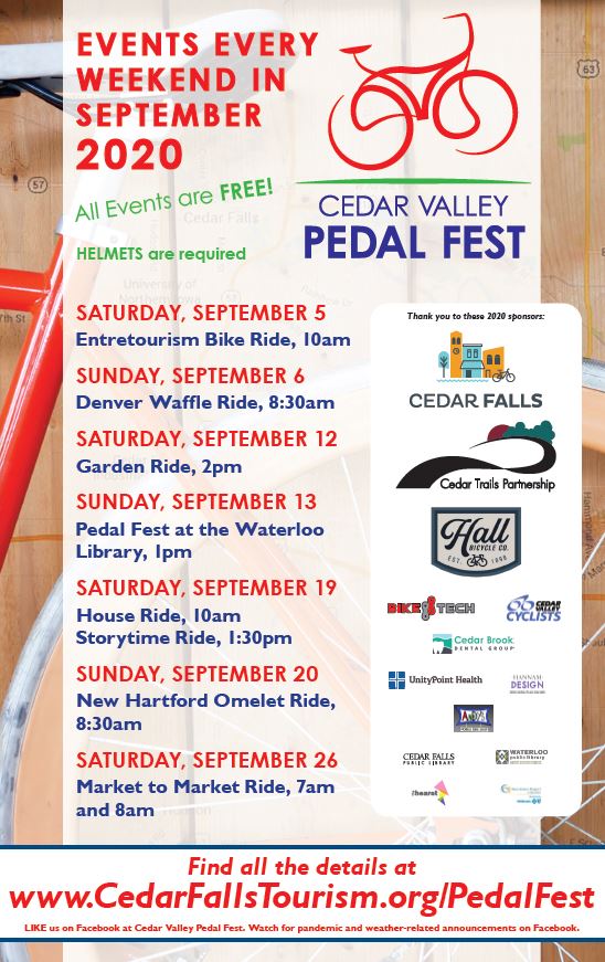 Pedal Fest 2020 poster | Cedar Falls Tourism
