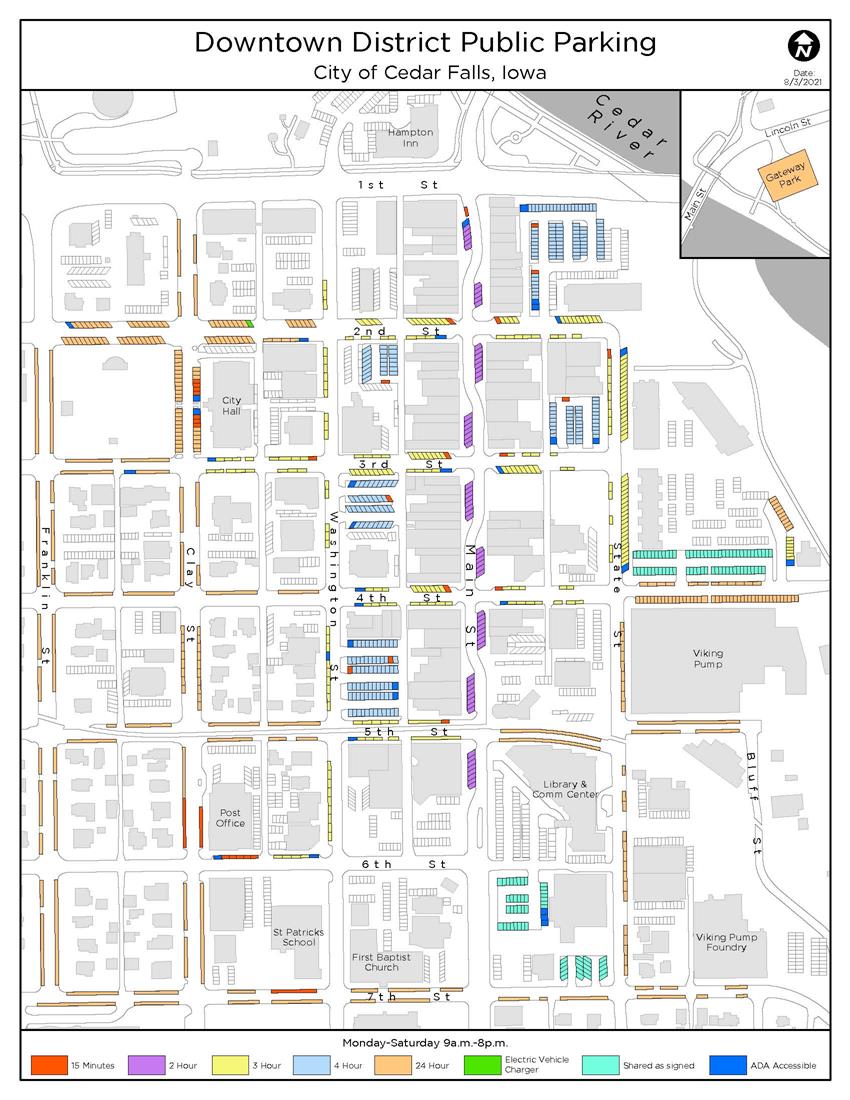 Downtown District Parking, August 2021