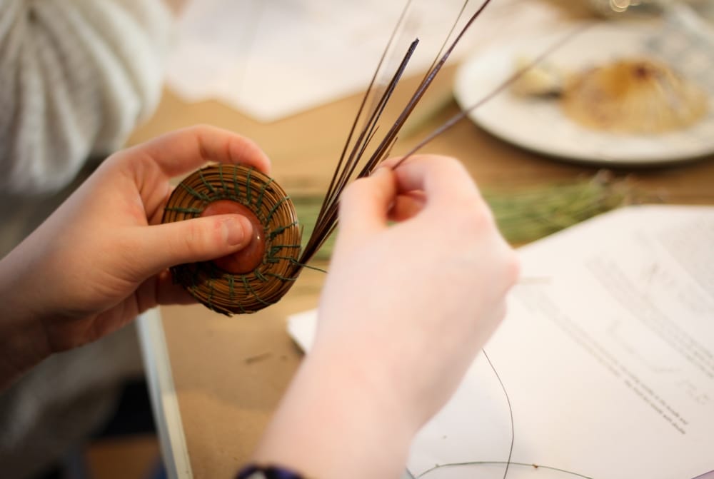 Three Pines Farm in Cedar Falls offers an array of classes including Pine Needle Basketry