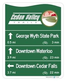 Wayfinding signs help hikers and bicyclists find their way through extensive trails