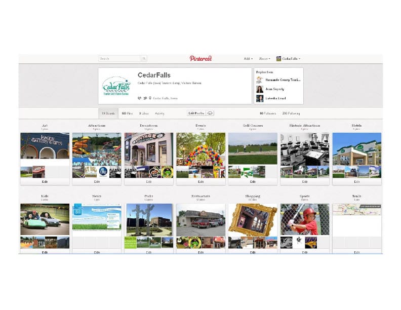 Cedar Falls Pinterest Account
